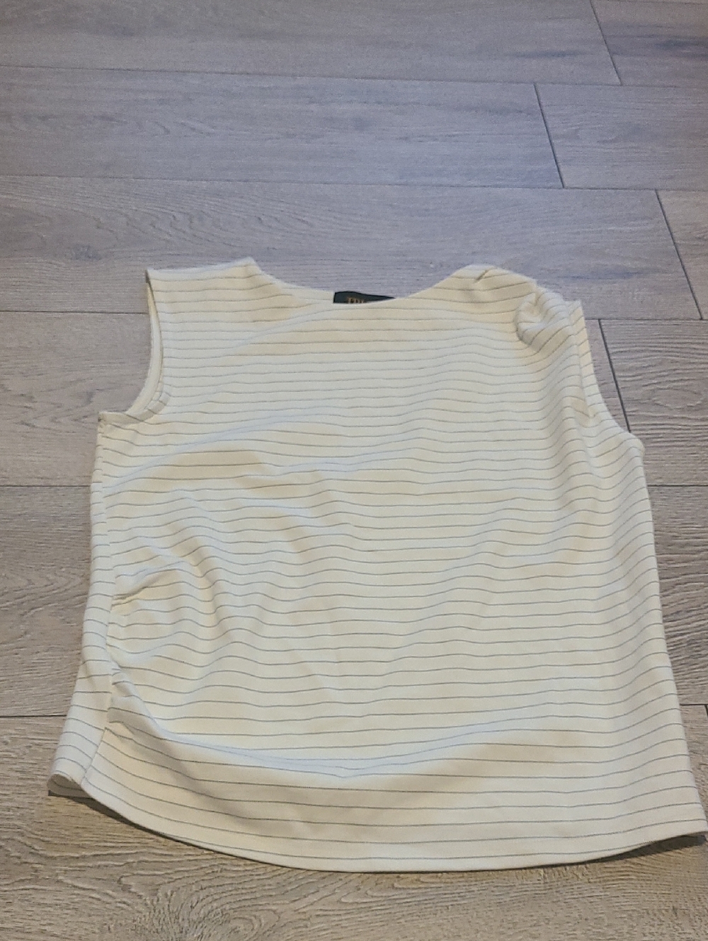 Truth White Tank Top with Thin Navy Stripes